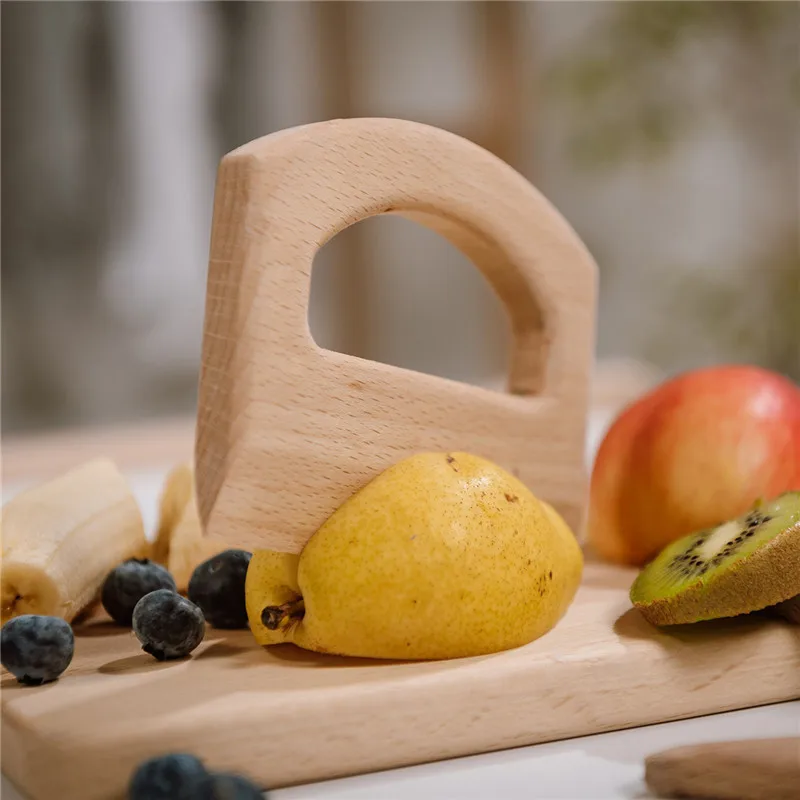 Montessori chopper with cutting board Wooden Kids Knife for Cooking and Safe Cutting Vegetables Fruits Kitchen Toy Sets