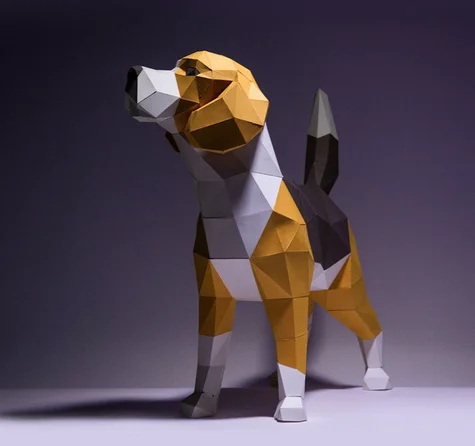 Beagle Dog 3D Origami paper Charming Home Decor for Living Room, Educational Hobby and Holiday Party DIY Origami paper