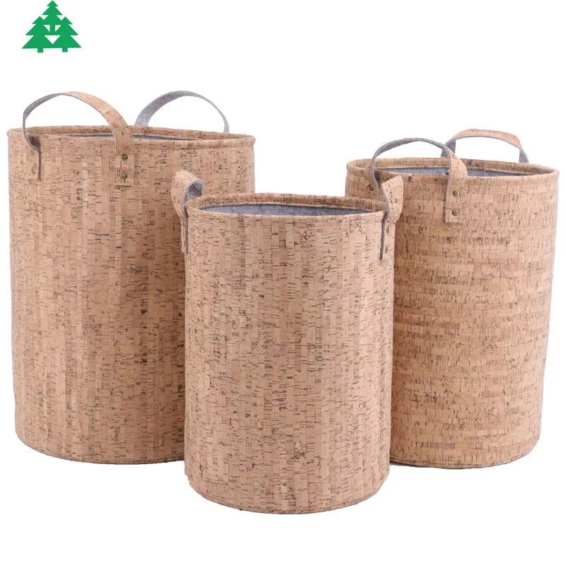 Hot sell and luxury felt and cork household storage bucket baby toys clothes laundry storage basket