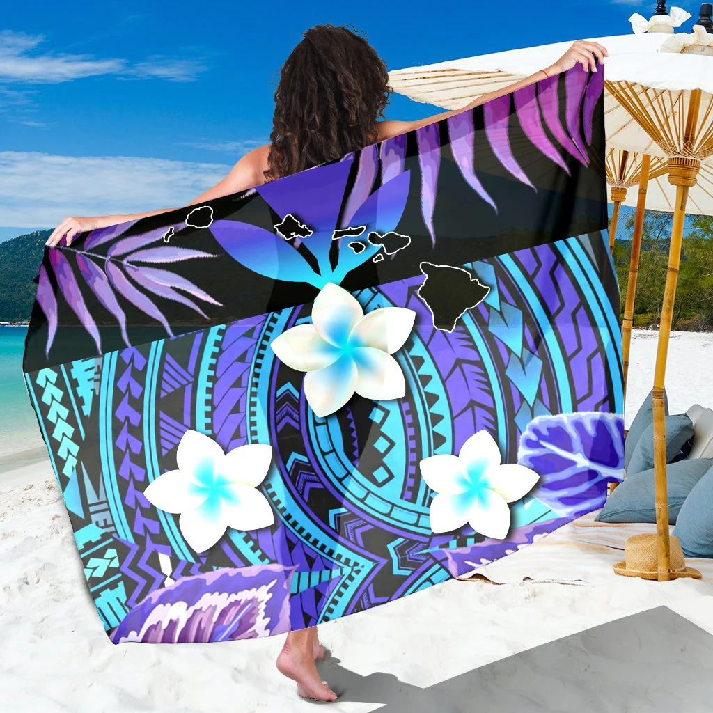 2021 Summer Hawaiian Polynesian Flower Leaf Pareo Sarong Cover-Ups Wrap Sarong Women Ladies Bikini Swimwear Beach Cover-Ups Wrap