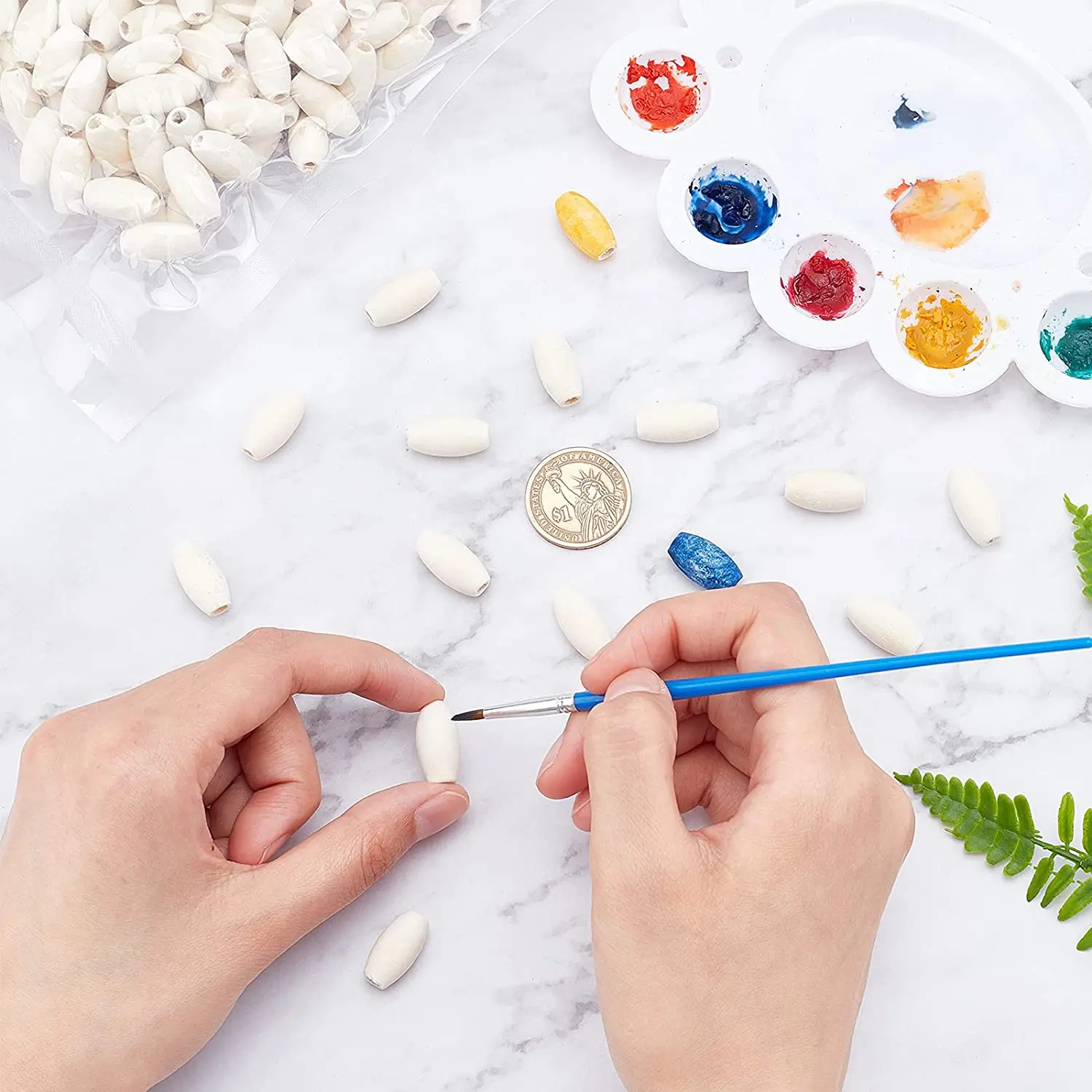 100g/bag Wholesale Loose Bead Pendant Colorful Wooden Oval Tube Beads for DIY Crafts