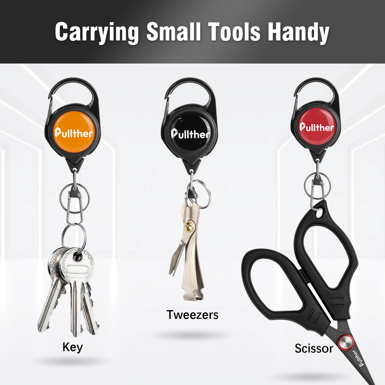 Pullther 65cm High Quality Pull Retractable Badge Reel Metal Belt Clip Key Ring Retractable Keychain Badge Holder Reel
