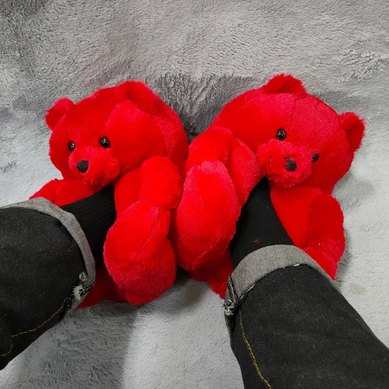 OXGIFT Wholesale kids plush teddy bear slipper shoes for women