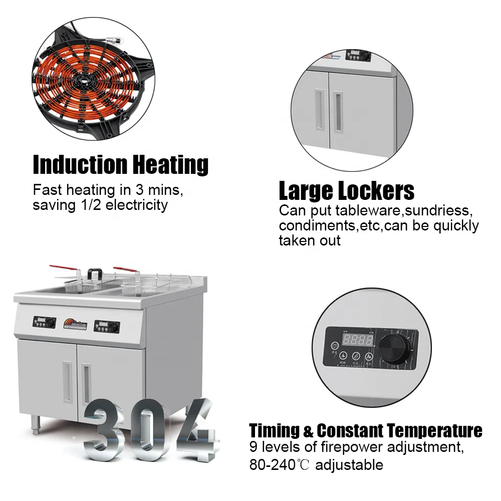 Коммерческая куриная фритюрница 2 * 20L 5 кВт Индукционная Freidora Electrica Friteuse электрические фритюрницы для