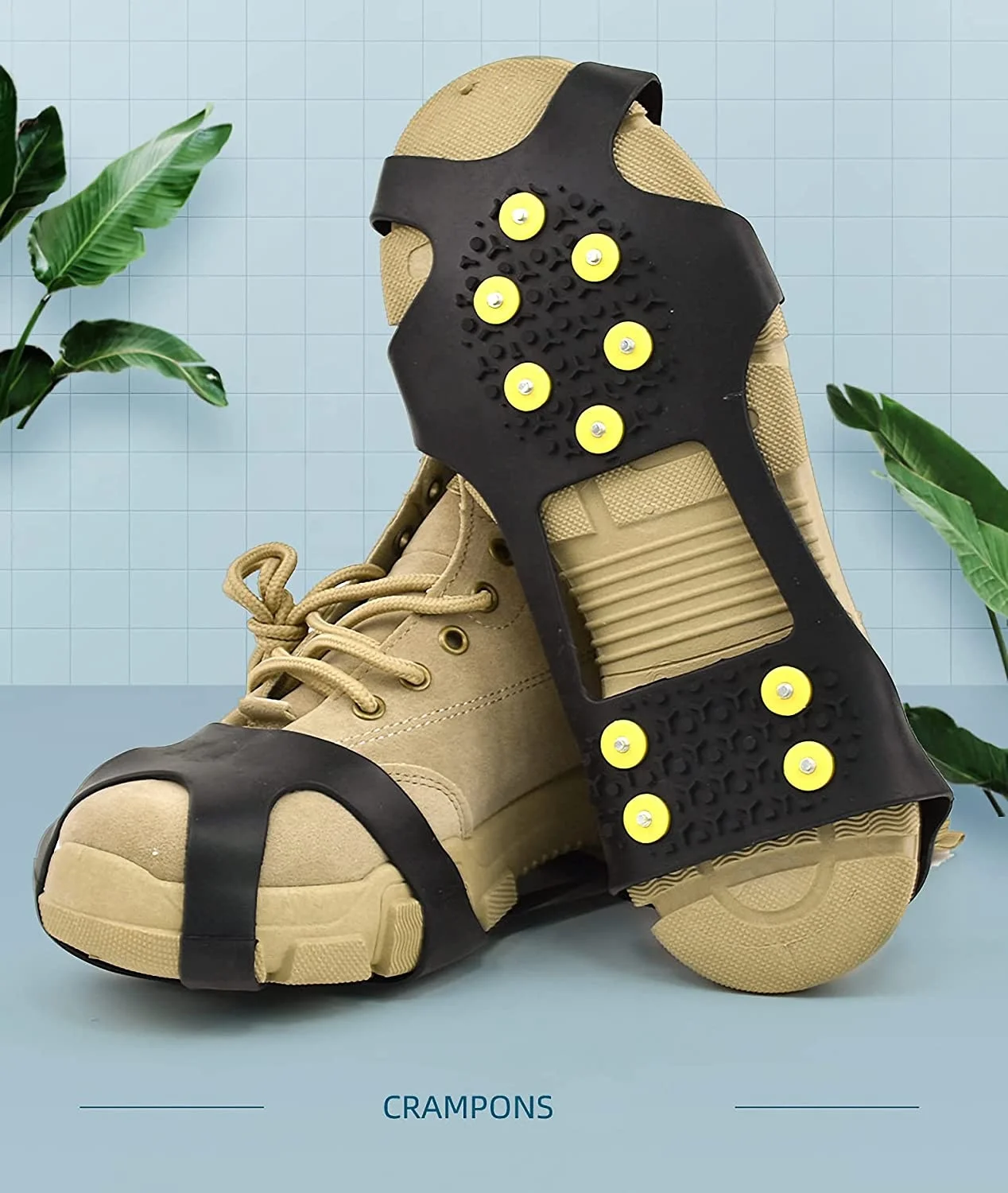 Anti-Slip Silicone Portable Walk Traction Cleats  Spikes Ice Cleats Anti Slip 10 Spikes Shoe Climbing Crampons For Ice