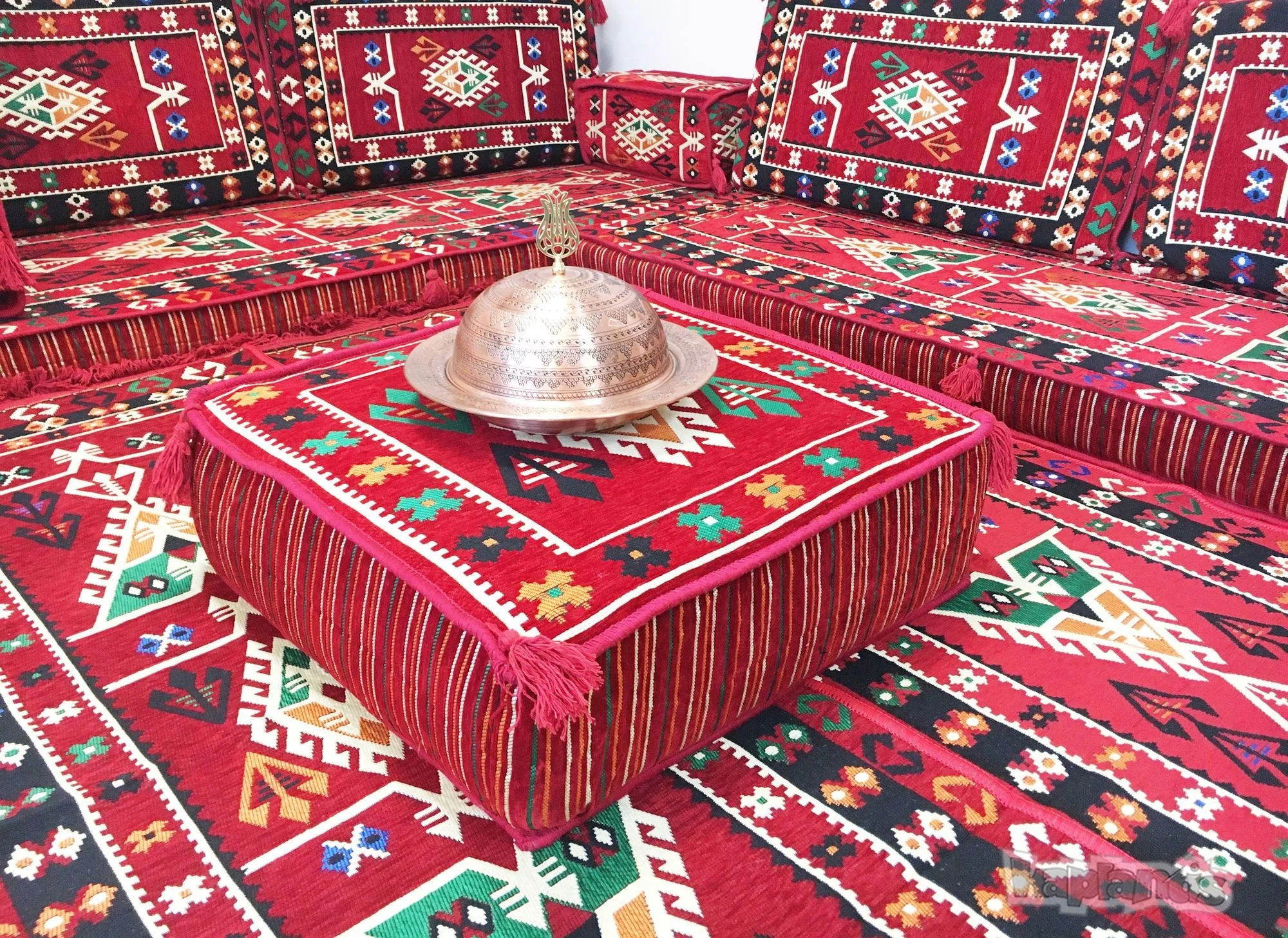 Nomad Belkiz Oriental Corner Seating Floor Cushion Set Red with 22 Density Foam Fillings