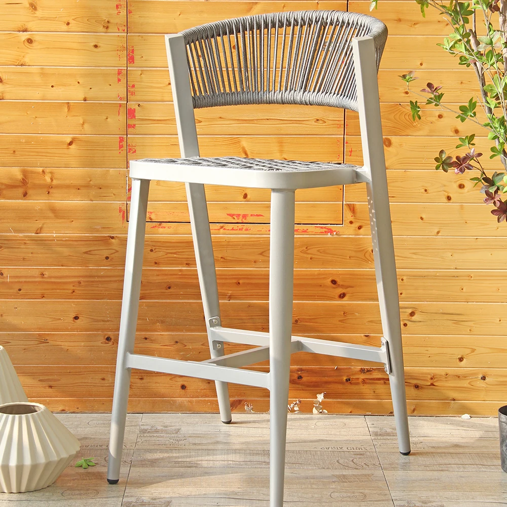 Waterproof Indoor Outdoor Terrace Garden Woven Cane Woven Rope Bar Chair Bar Stool