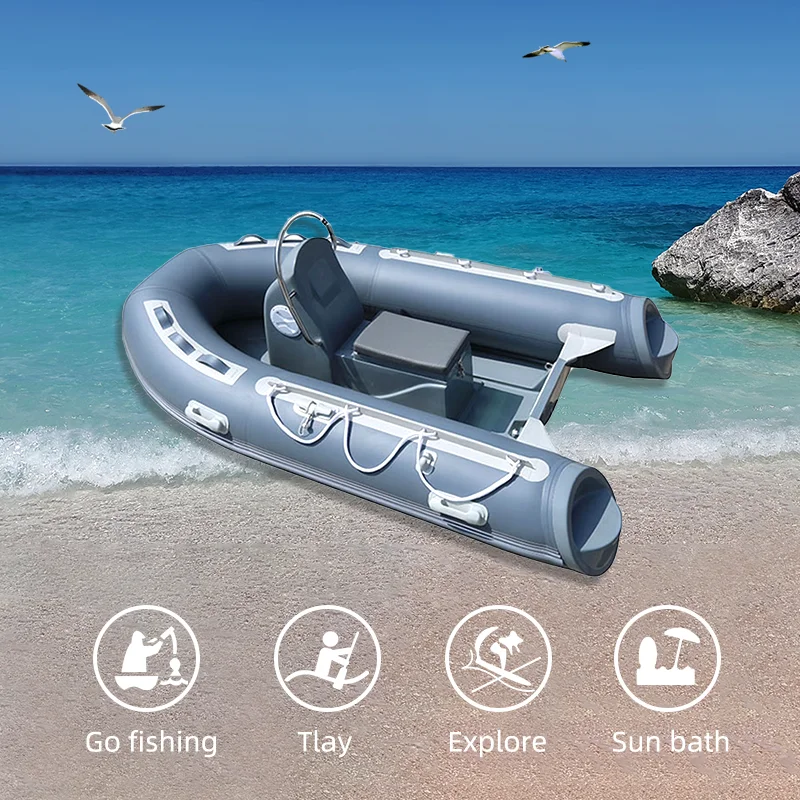 inflatable boat fishing rowing inflatable boats 2.7m   rigid hull hypalon inflatable fiberglass rib boat