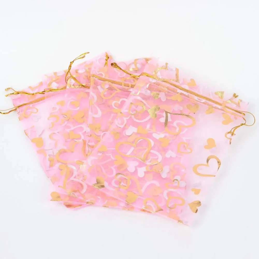 Organza Drawstring Bag 7x9 9x12/10x15/13x18/17x23cm Custom Logo Mesh Valentines Christmas Party Pouch