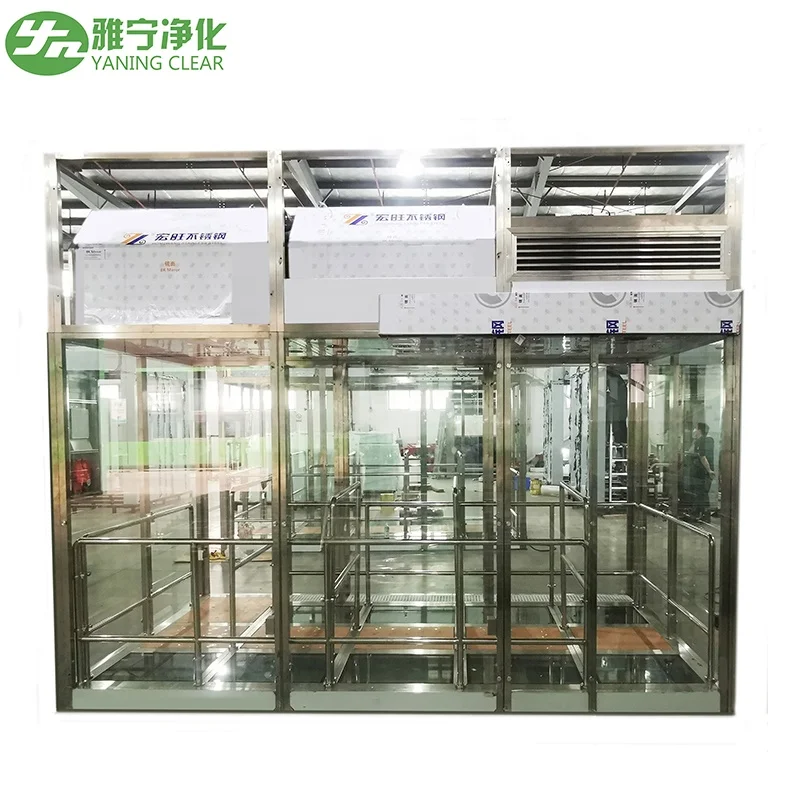 YANING Safety Tempered Glass Air Shower System Personal Air Shower Room Air Shower Tunnel for Lab Clean Room