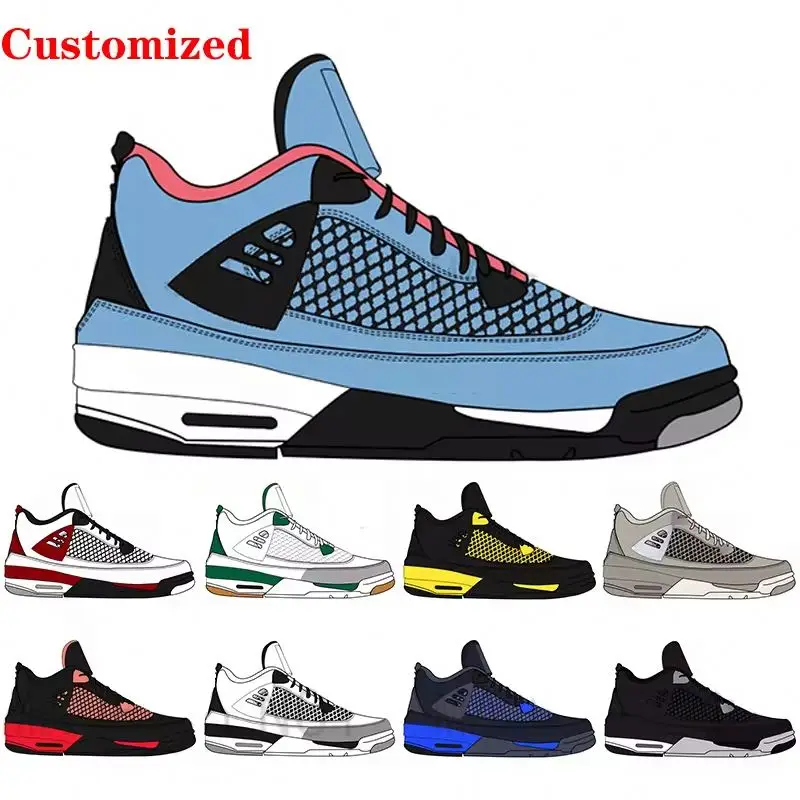High Quality Retro Style 4-Style High-Top Basketball Genuine Leather Sneakers Anti-Slip Designer Sneakers for Men and Women