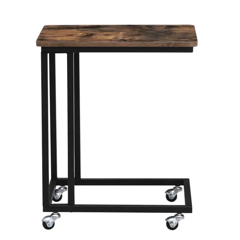 VASAGLE rustic mdf metal bedroom night stand end table, antique movable small nightstand bedside bed side table with newspaper