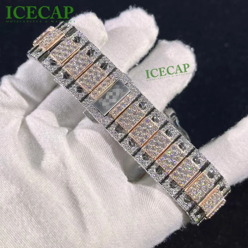 Luxury Hip Hop Watch 100% Pass the diamond tester Mens Moissanite Diamond mechanical watches Iced Out VVS Moissanite watch