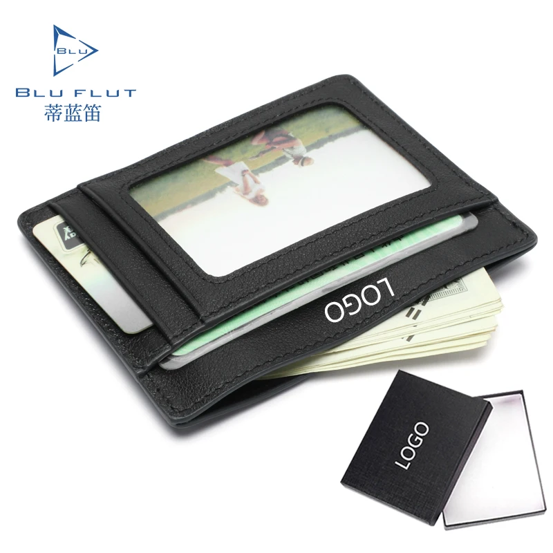 balmanent Fashion slim genuine leather  leather card holder ID window card wallet leather card holder