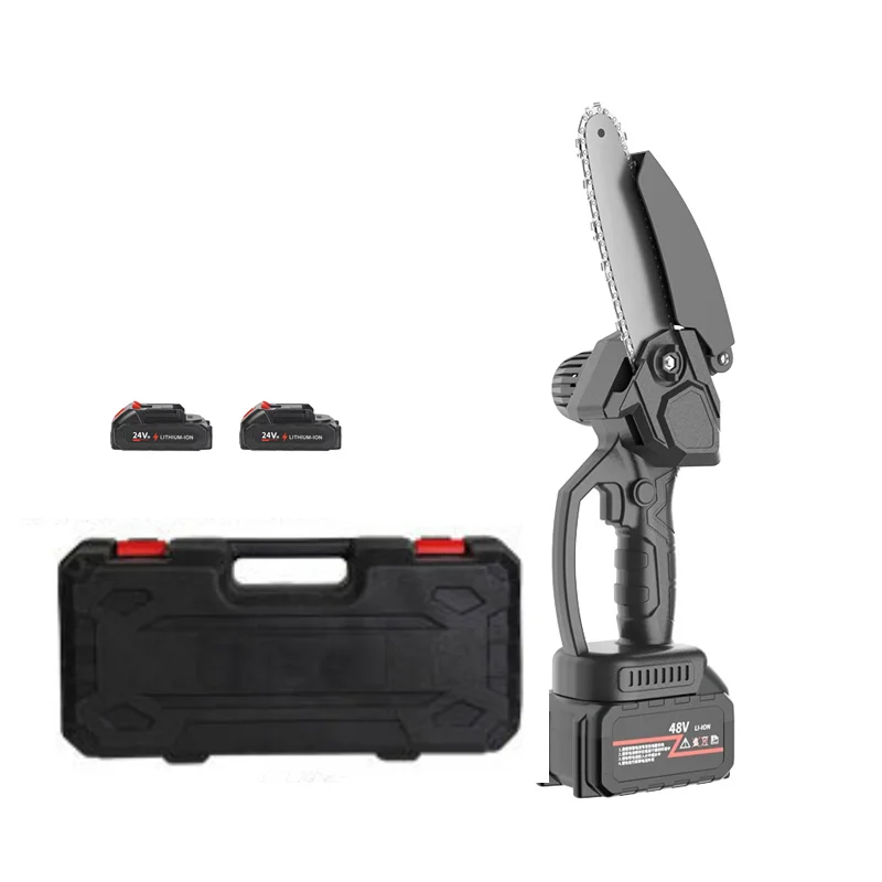 Mini Chainsaw 6-Inch With 2 Battery, Cordless Power Chain Saws With Security Lock, Handheld Small Chainsaw For Wood Cutting Tree