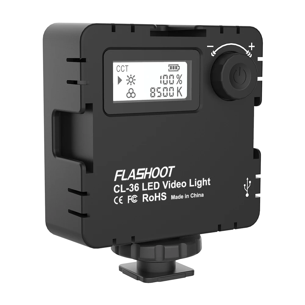 FLASHOOT Mini LED Fill light on camera Bi-color led video light with LCD display  2000Mah for Tiktok Youtube CE &ROHS