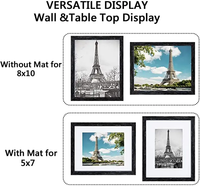  Деревянная фоторамка 8x10 черная или белая с ковриком для 5x7 картин темный черный