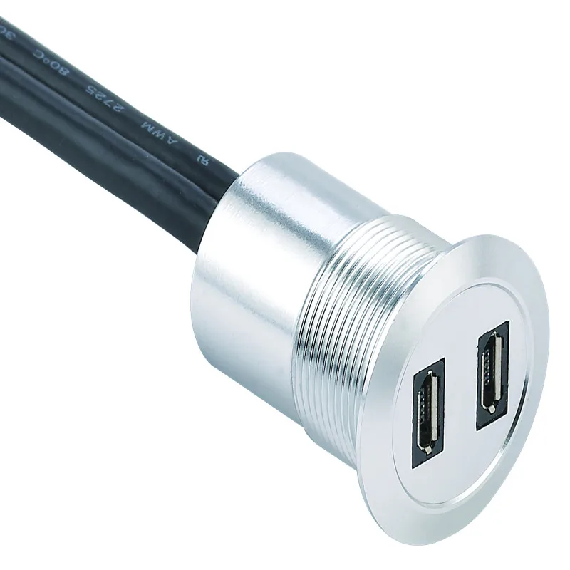 22mm 2 layer MICRO USB Panel mount socket (micro USB2.0 Female A change to Male A WITH 60CM cable)