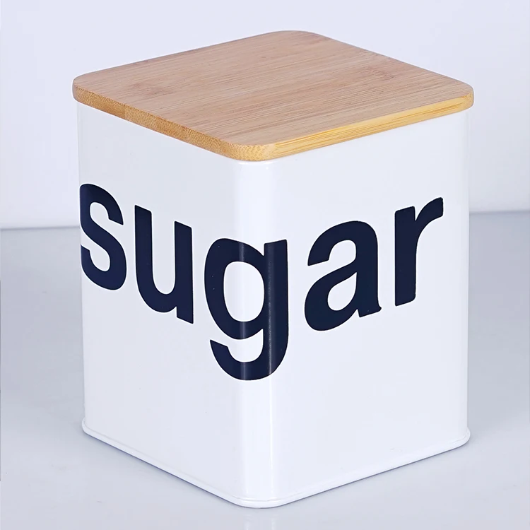 Factory Price Metal Kitchen Canister Set 3 Coffee Sugar Tea Storage Jars with Bamboo Lid