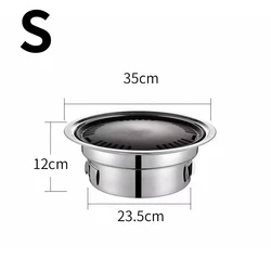 Customized Camping Outdoor Round Korean Barbecue Grill Desktop Stainless steel Roasting Pan Portable  Charcoal BBQ Grill