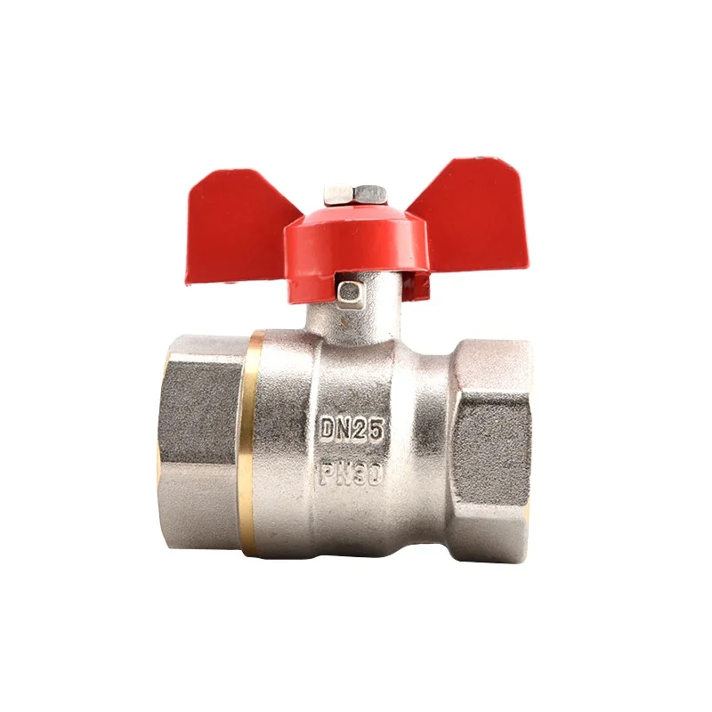 
brass butterfly ball valve with red butterfly handle 