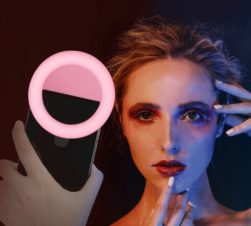 Rechargeable RGB mobile phone live streaming beauty selfie LED ring light Internet celebrity mobile phone lens fill light