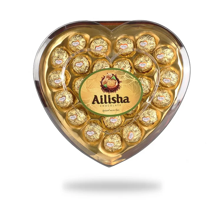 New products 2020 gift box chocolate 24pcs heart shape milk wafer chocolate
