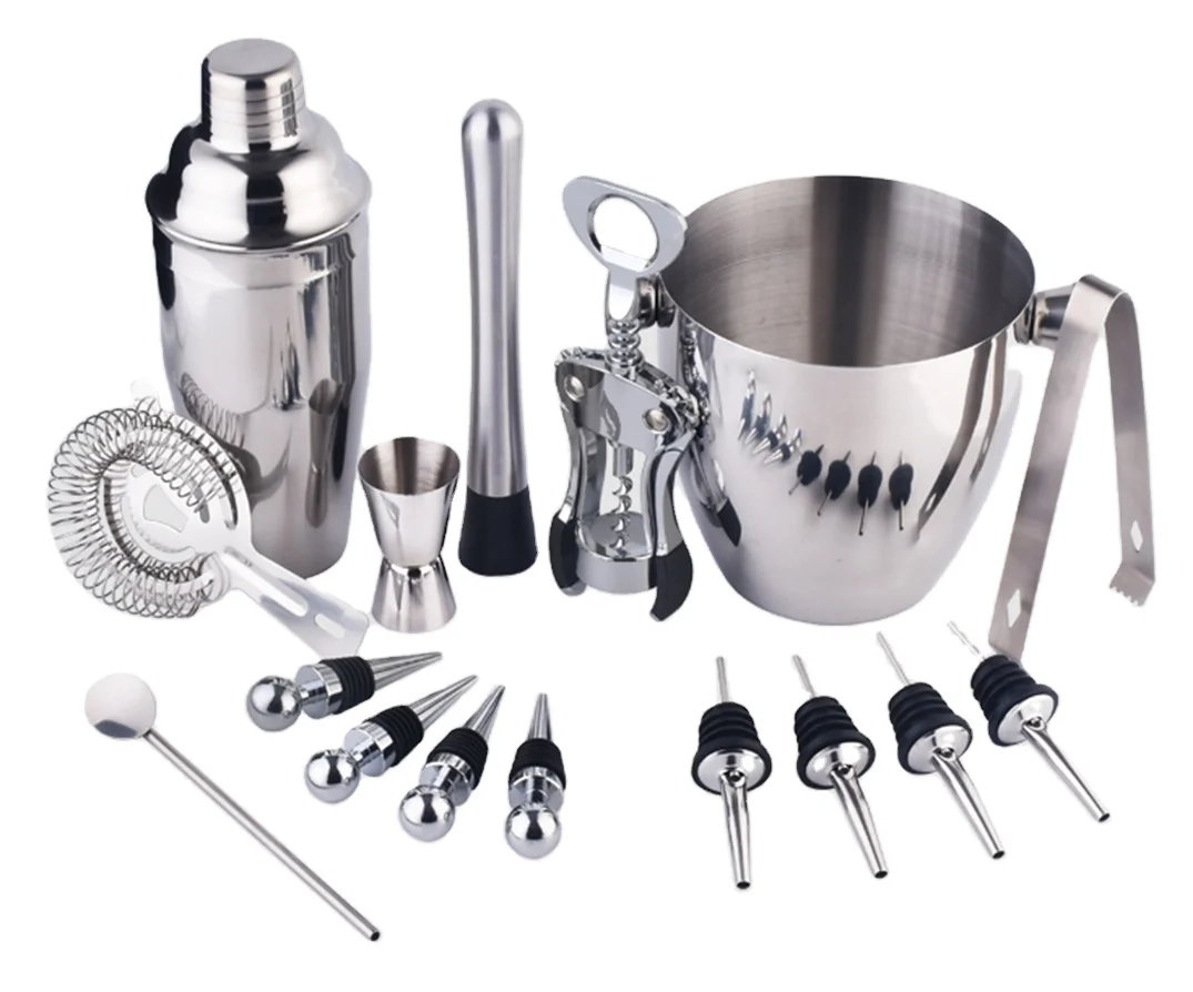 16Pcs/Set Bar Wine Mixer Bartender Set Stainless steel wine Cocktail hand tools
