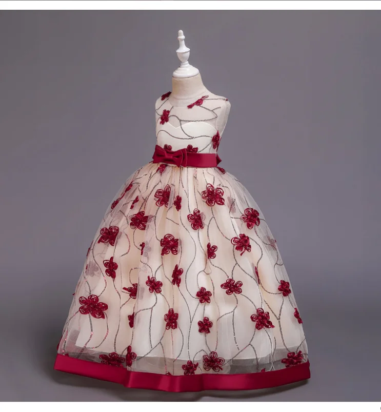 1712  Best selling Latest Kids Frock breathable Baby Girl Floor Length Long Wedding Party Evening Dress