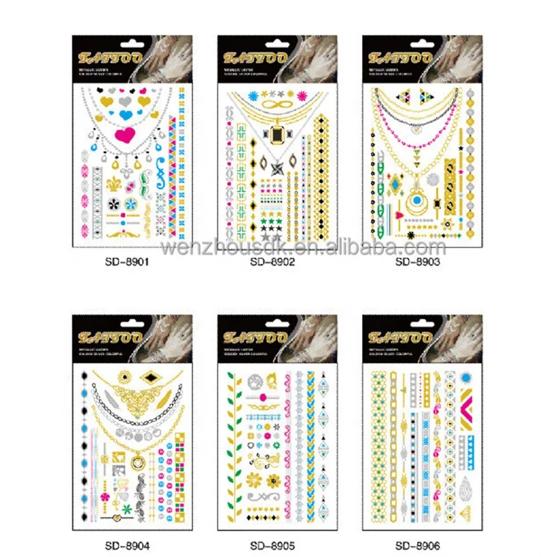 Custom flash metallic temporary tattoo sticker for foot