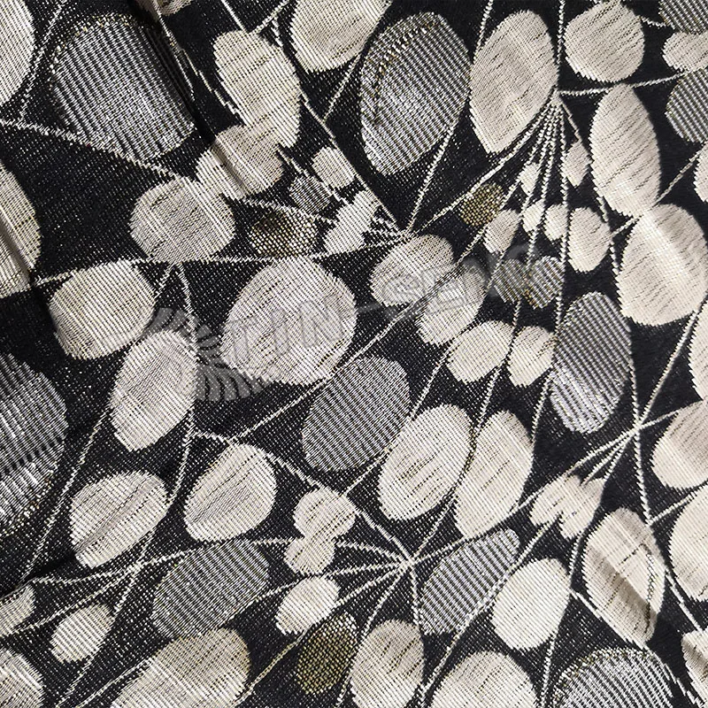 Black Gold Brocade Fabric with Shiny sequins for home Upholster