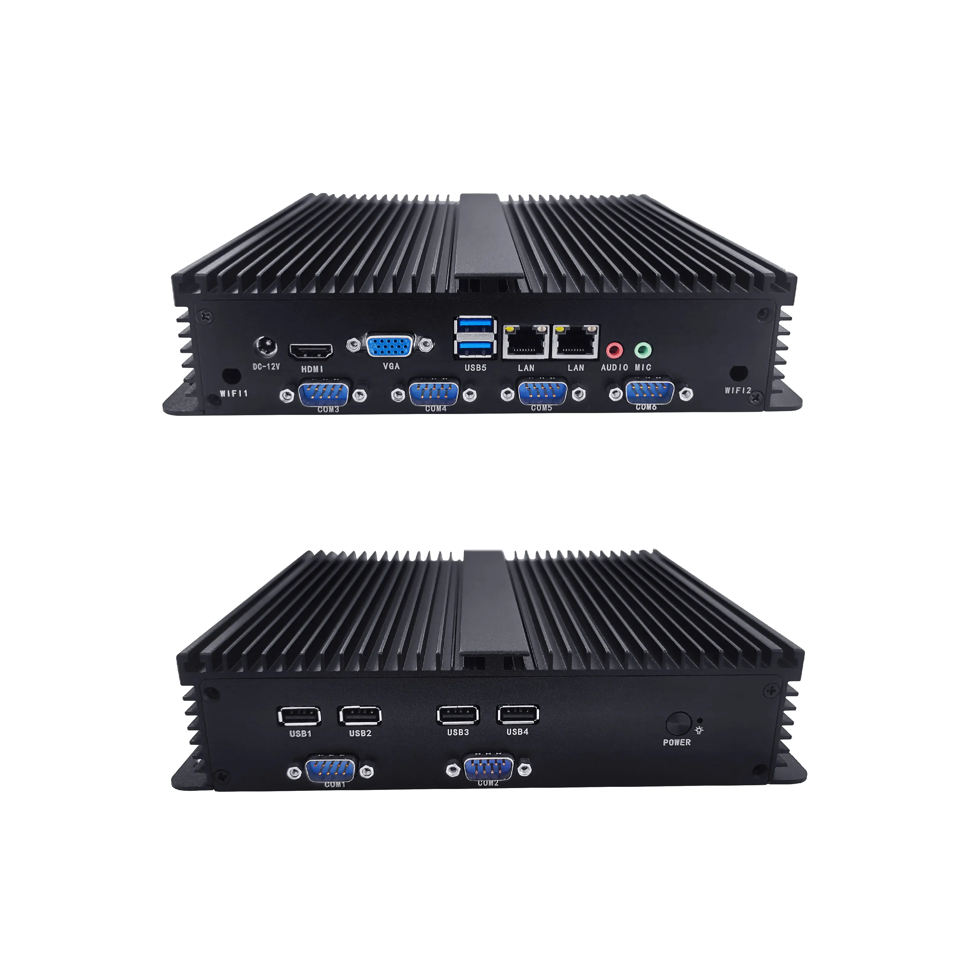 Fanless Industrial Mini PC J4125 Barebone Dual Lan 6 RS232 RS485 X86 Linux Wins10 Embedded Computer