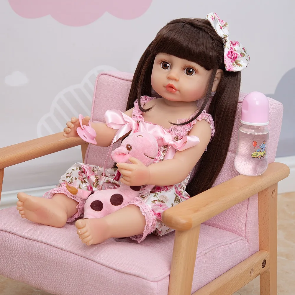 KEIUMI Reborn Dolls 55 CM Full Body Silicone Toddler Girl Dolls DIY Long Hair Playmate Toys
