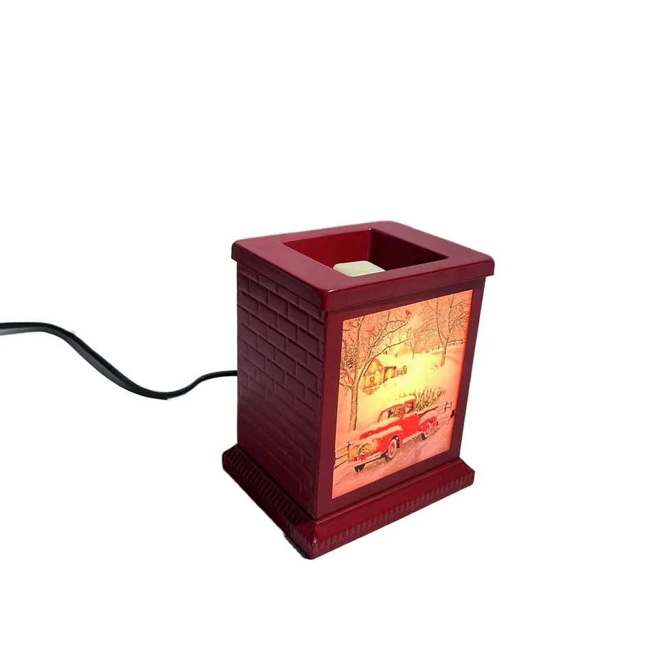 US UK Standard Christmas Truck Candle Warmer Electric Farmhouse Cock Metal Wax Burner with Tabletop Light Lantern Scented Wax