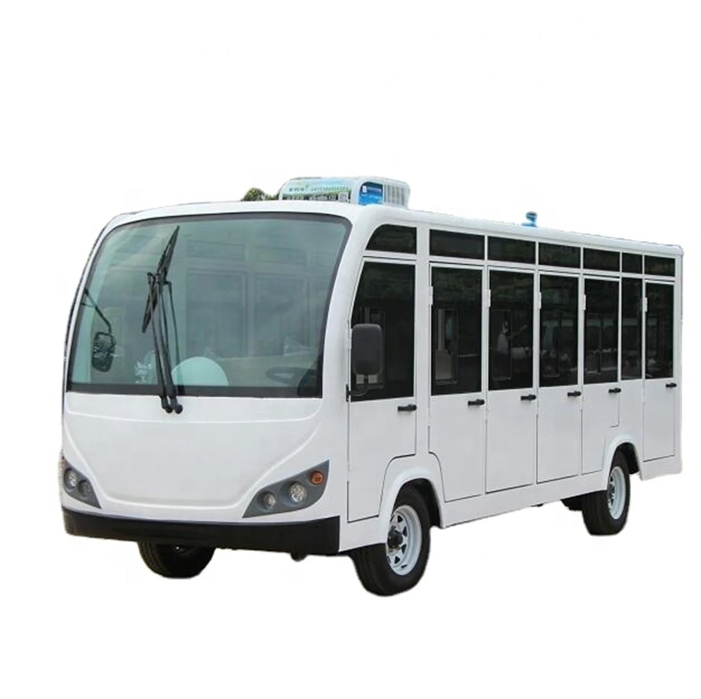Customized Street Legal 4 Wheels Tourist Car 28Km/H Speed 96V 15Kw 23 Seaters Closed Electric Tourist Shuttle Bus
