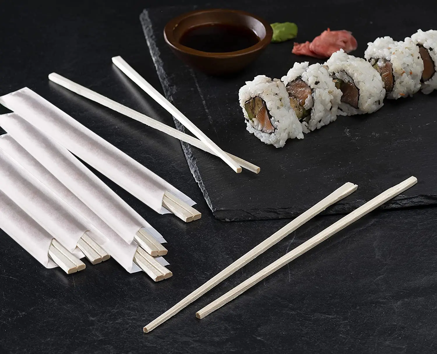 Disposable Bamboo Wooden Cooking Chopsticks Individually Wrapped Connected Chopsticks with Paper Sleeve
