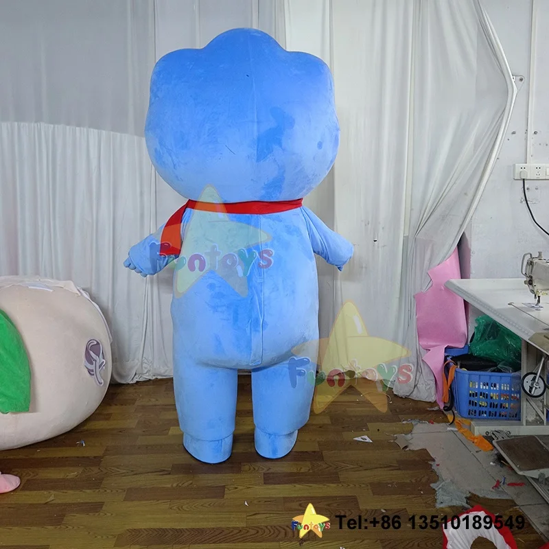 Funtoys Blue Customized Red Characteristic Clothing Girl Boy Doll Mascot Costume Carnival Halloween Cosplay Cartoon for Adult