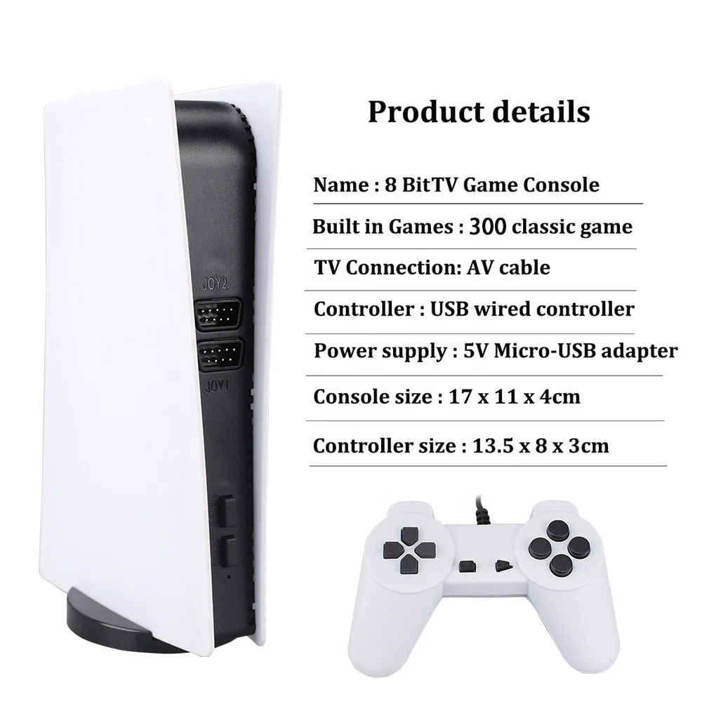 8 Bit Mini Game Station 5 TV Consola For P5 Design with 300 Classic Games USB Wired Retro Video Game Console For NES