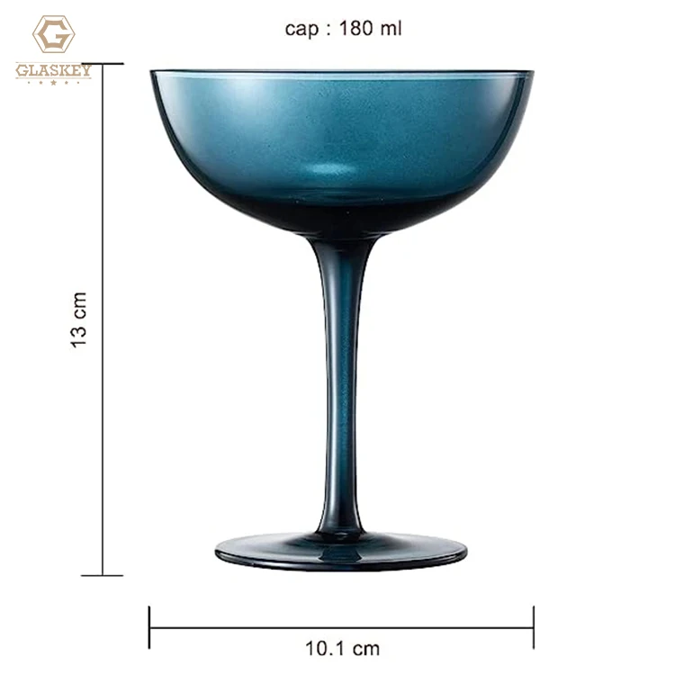 Colored Crystal Cocktail Glassware 6 Pk Champagne Coupe Glasses Goblet Cocktail Glasses Luxury Gift Set