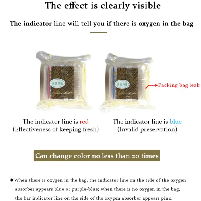 Oxygen Absorber With Indicator high quality 50cc iron powder oxygen absorbent with indicator for cake candy medicine