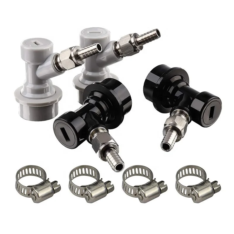 Ball Lock Keg MFL Disconnects Kit, Keg Fittings with Stainless Steel Swivel Nuts 5/16 Gas, 1/4 Liquid Barbed & Worm Clamp