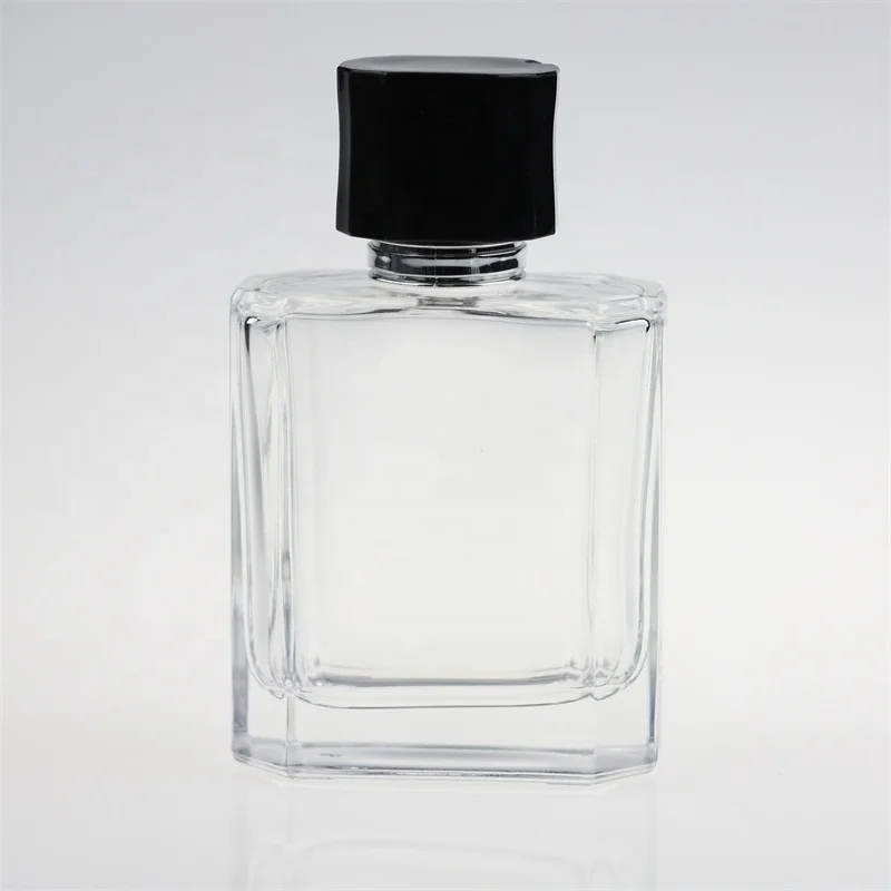 Custom luxury empty 30ml 50ml 100ml parfum fragrance bottle clear flat square spray glass perfume