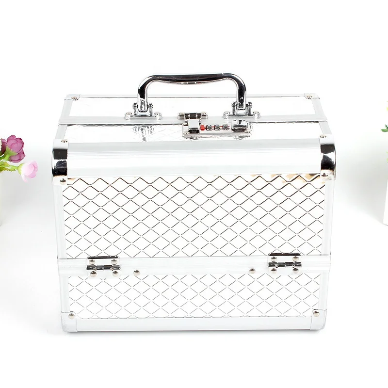 Black pink  golden 6 LEDs Makeup Station Train Case 360 degree Removable Travel Wheels Studio Artist for Artist makeup