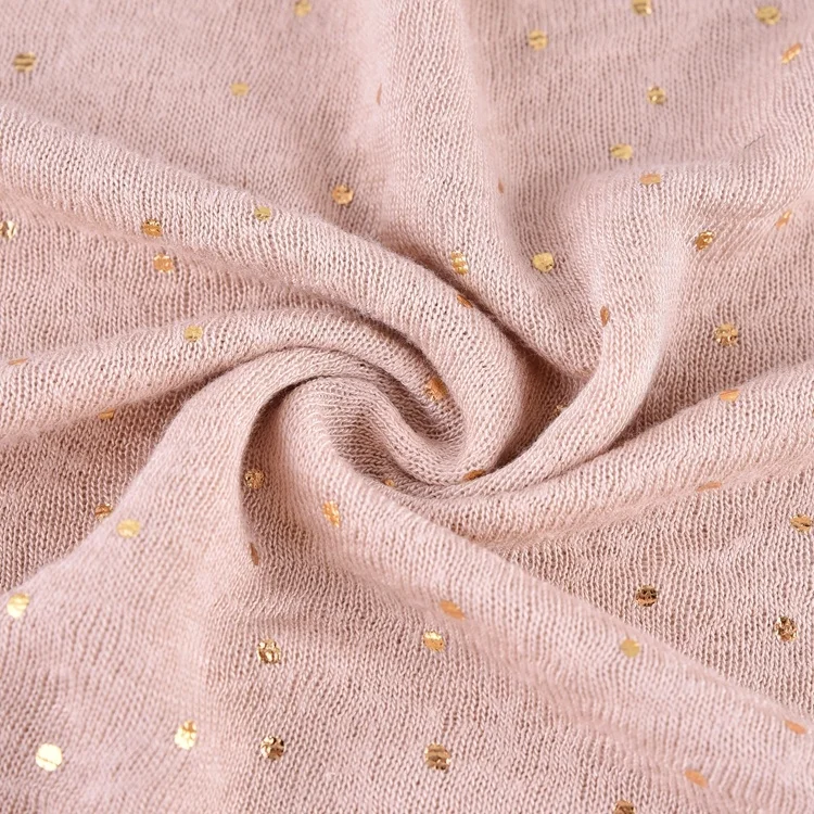Soft Rayon Polyester Viscose Heating Foil Print Knit Hacci Fleece Fabric for