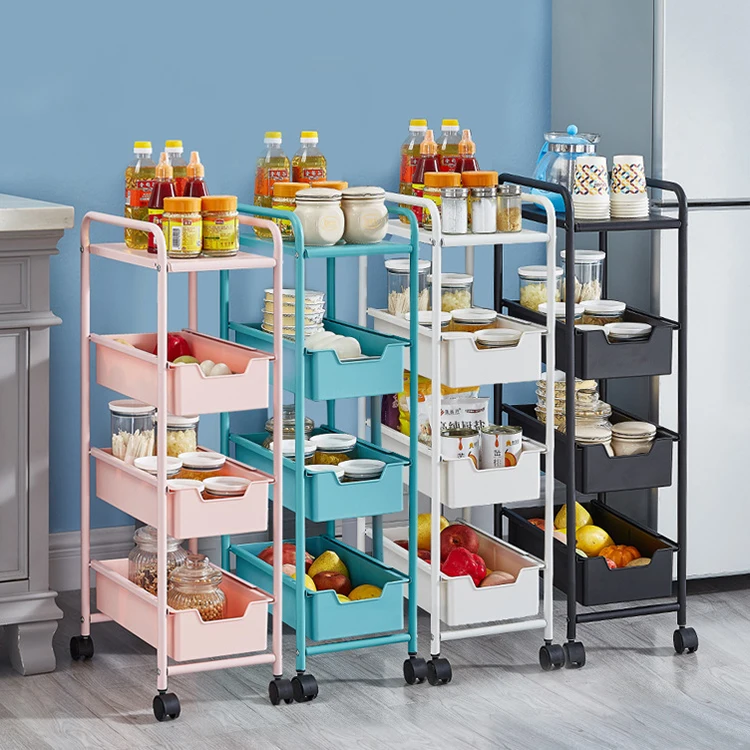 Hot selling  Multifunction Cart Rolling Organizer Storage Cart 3-Tier plastic Utility Rolling Cart for Bathroom Office Bedroom