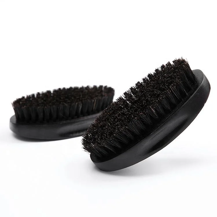 Professional Black Wood Salon Custom Logo Curved Handle Beard Wave Brush For Men