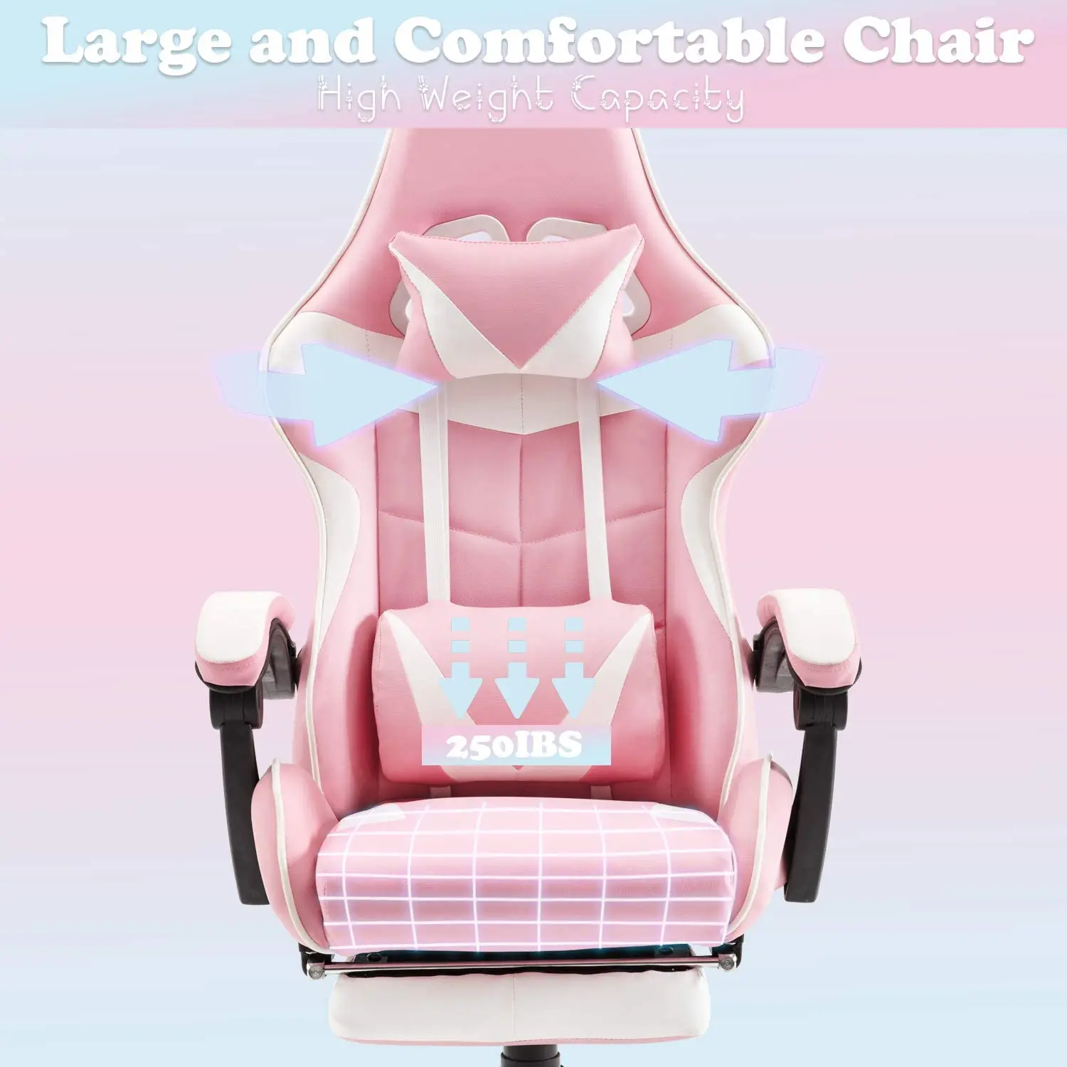  Милый розовый игровой стул silla с подставкой для ног