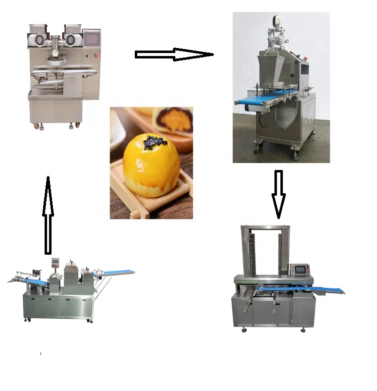 With prinkle Sesame Machine Automatic egg yolk puff cake stuffed pastries making production line