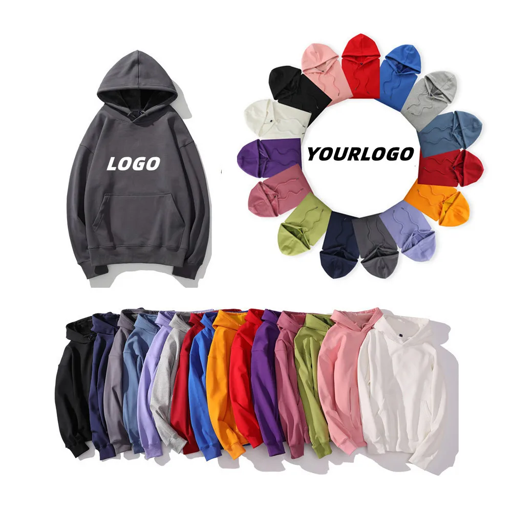 Wholesale custom embroidered printed logo thick Polar Fleece Pullover plain heavy blank fashion sweet Hoodie Unisex