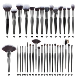 High End Black Luxury 36pcs Custom Logo Cosmetic Brush Wooden Handle Professional Buffer Makeup Brushes Set